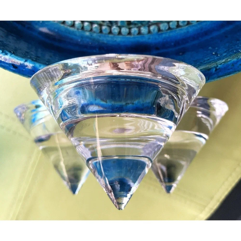 Swedish Design 3pc Console Set Crystal Glass Icicle 3, 6 cup Candle Holders READ